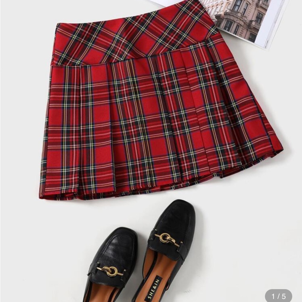 Red Plaid Mini Skirt